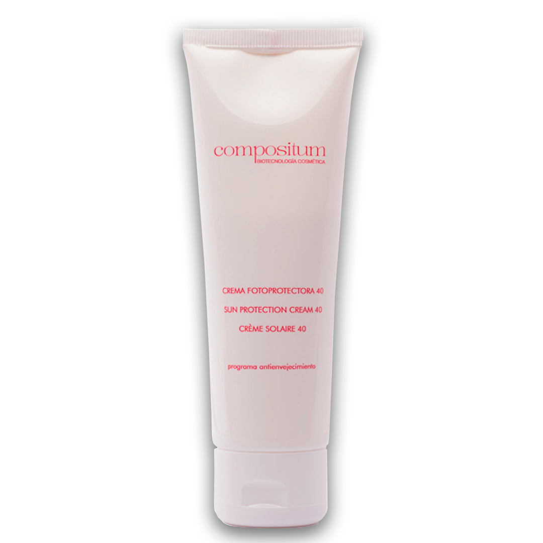 crema fotoprotectora con spf 40 perteneciente a la gama de productos de belleza natural de la marca española compositum